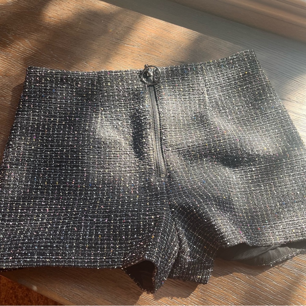 Maeve Black Tweed High Waist Shorts